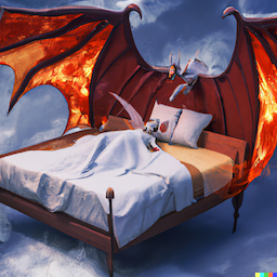 An attempt to draw a bed that is a dragon