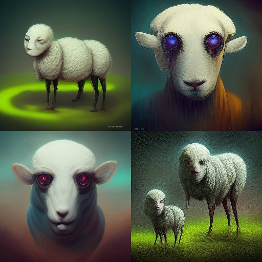 4 pictures of creepy-looking sheep
